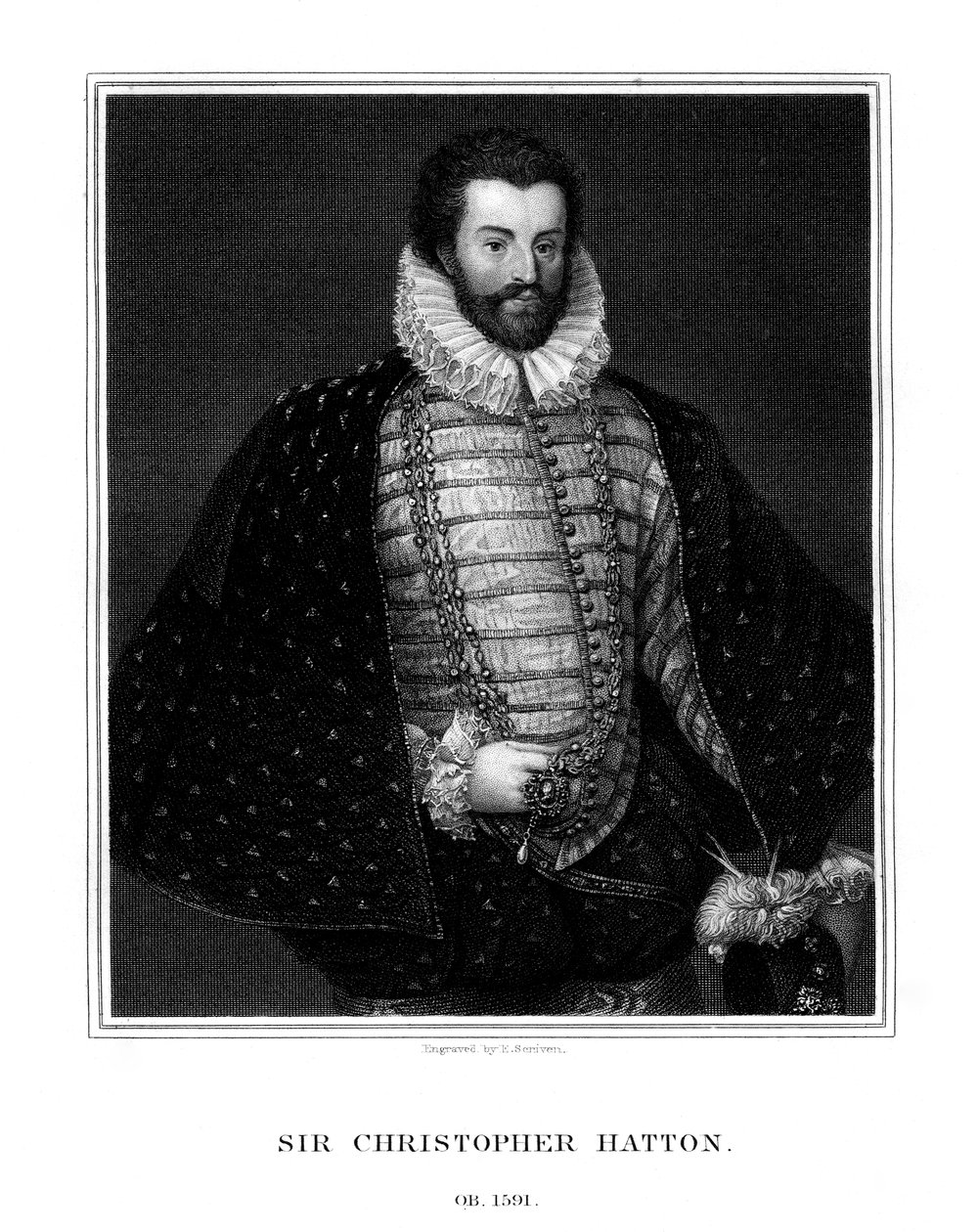 Sir Christopher Hatton , engelsk politiker, 1827. av E. Scriven
