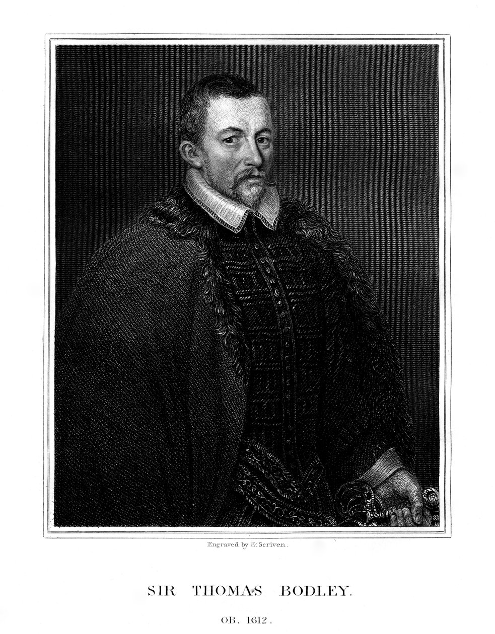 Sir Thomas Bodley, engelsk grunnlegger av Bodleian Library, 1823 av E. Scriven