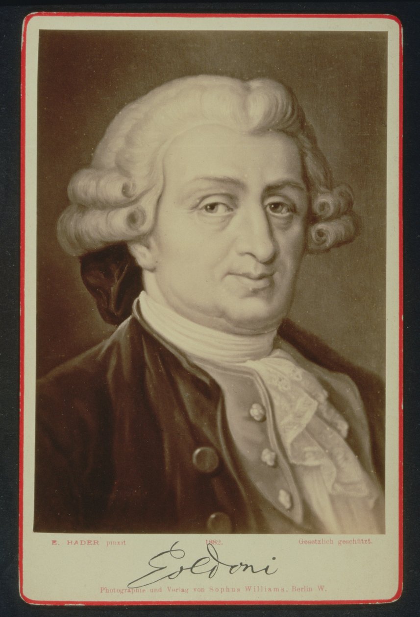 Portrett av Carlo Goldoni (1707-93) (trykk) av E. after Hadler