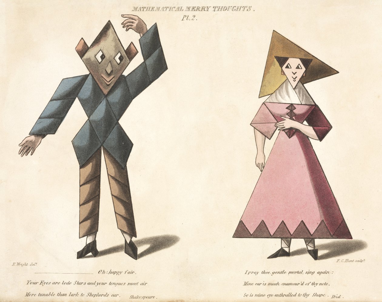 Pl.2 fra Mathematical Merry Thoughts, gravert av F.C. Hunt, ca. 1820-30 av E. after Wright