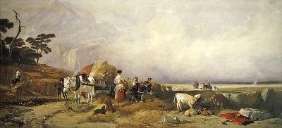 Høst i høylandet (akvarell på papir) av E. and Callcott A. W. Landseer