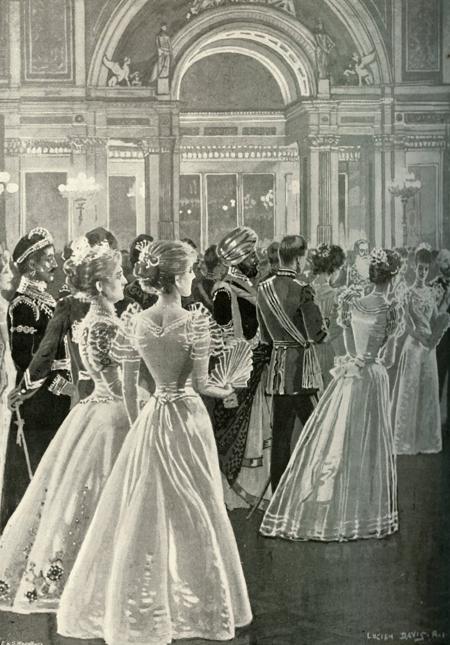 Statsresepsjonen på Buckingham Palace: Inngangen til prinsen og prinsessen av Wales, c1897 av E. and S. Woodbury