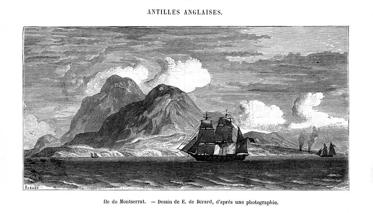 Øya Montserrat i Det karibiske hav, 1800-tallet av E de Berard