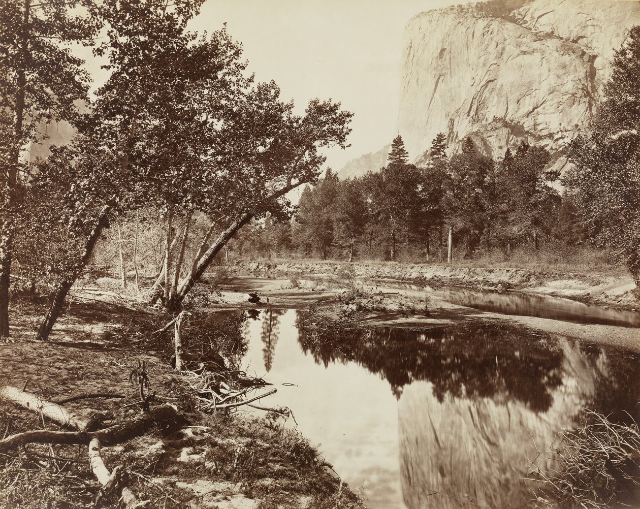 Cottonwood Bend, Valley of the Yosemite, 1872 (albumtrykk med mammutplater) av Eadweard Muybridge