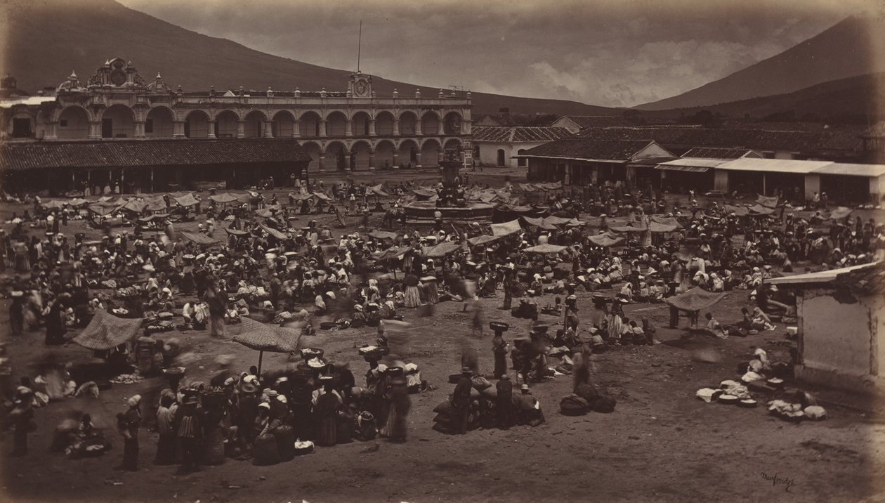 Plaza og visekongens palass-Antigua de Guatemala, 1877. av Eadweard Muybridge