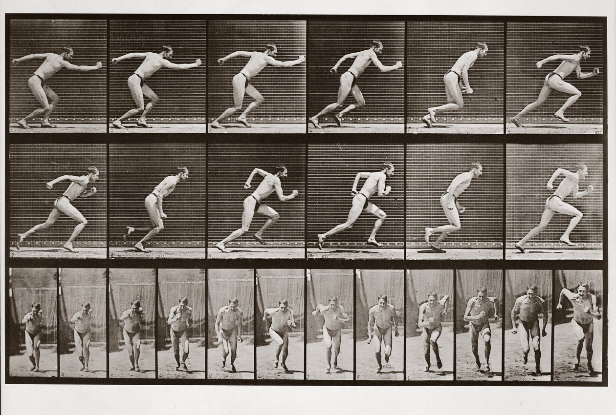 Mann som løper, plate 59 fra Animal Locomotion, 1887 av Eadweard Muybridge