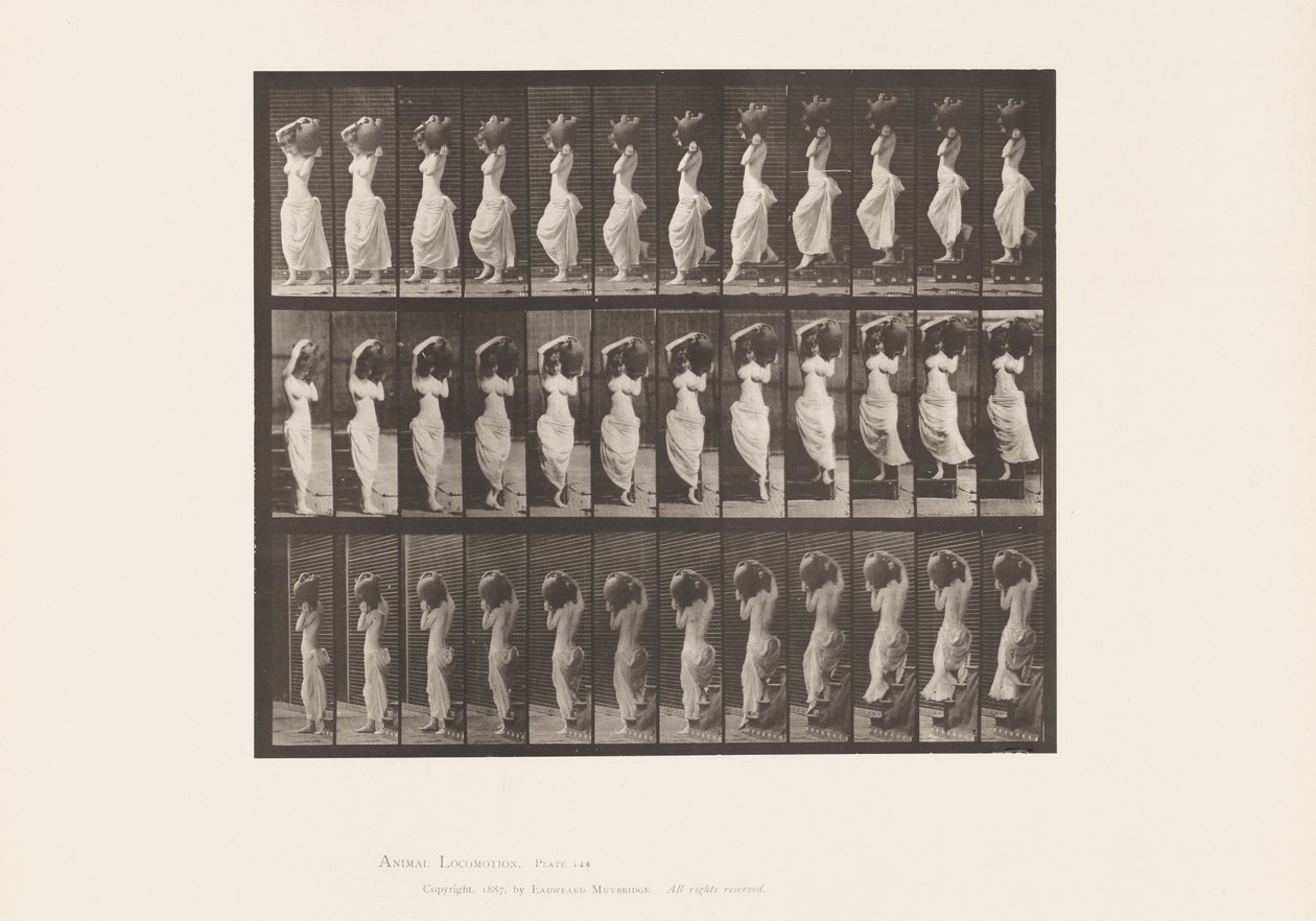 Plate 146. Synkende skråning, snu vannkrukke på venstre skulder av Eadweard Muybridge