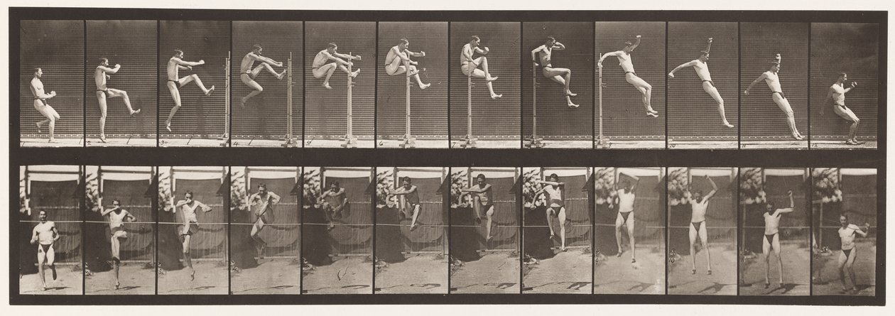 Plate 152. Hopping; Løpe rett høydehopp (sko) av Eadweard Muybridge
