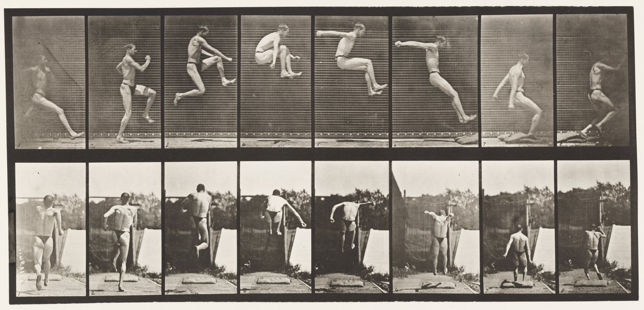 Plate 160. Hopping; Løping bredt hopp (sko) av Eadweard Muybridge