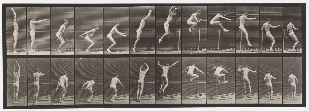 Plate 161. Hopping; Stående høydehopp av Eadweard Muybridge