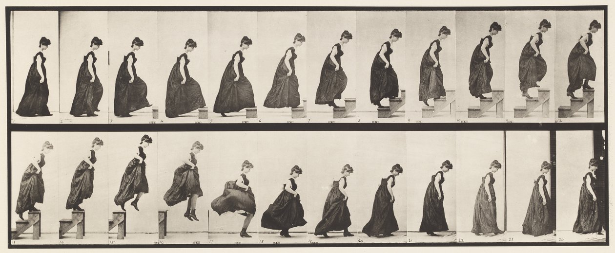 Plate 173. Stigende trinn og hopper av, 1885 av Eadweard Muybridge