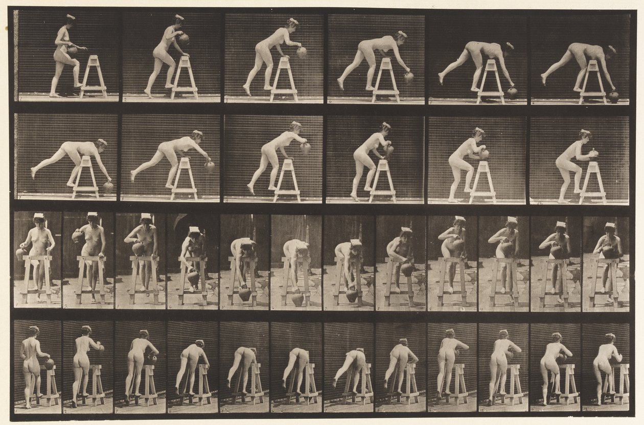 Tallerken 203. Bøyer seg over en bukk med vannkrukke av Eadweard Muybridge