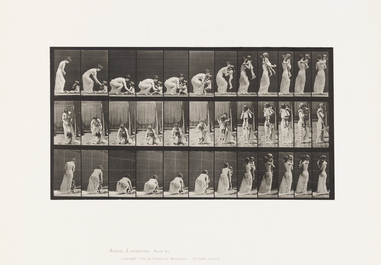 Plate 214. Løfter barnet (70) fra bakken, snur seg rundt av Eadweard Muybridge