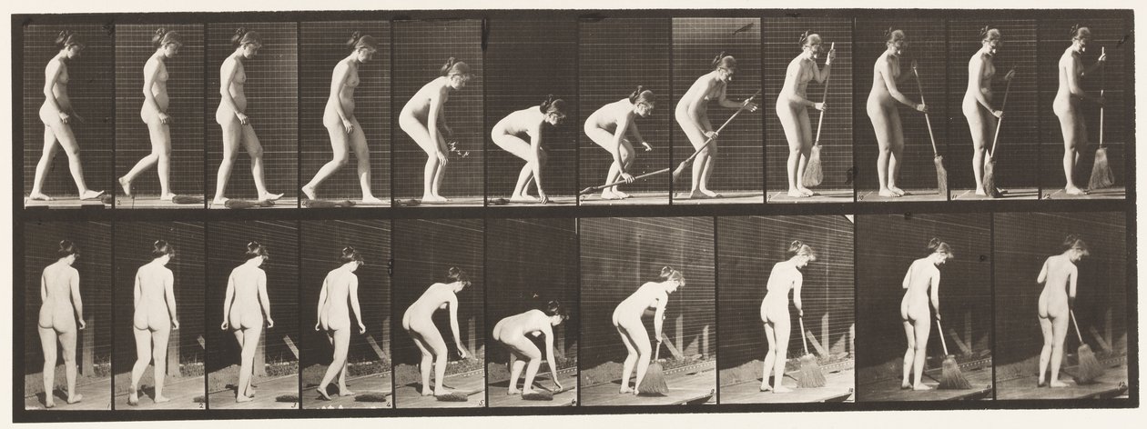 Tallerken 219. Bøye og løfte kost og feie av Eadweard Muybridge