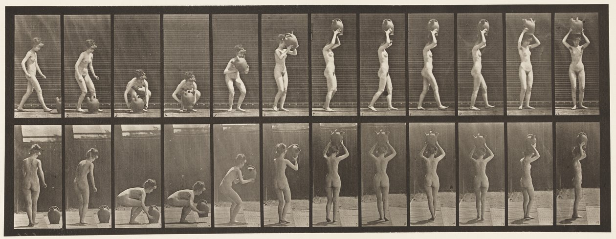 Plate 222. Bøye og løfte vannkrukken til hodet og snu av Eadweard Muybridge
