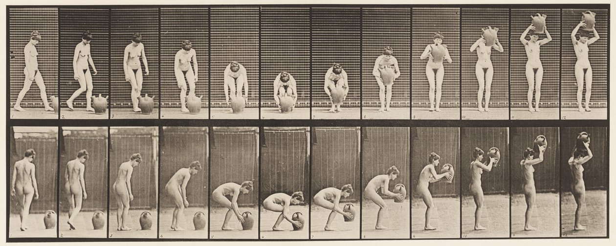 Tallerken 224. Bøye og løfte vannkrukken til hodet av Eadweard Muybridge