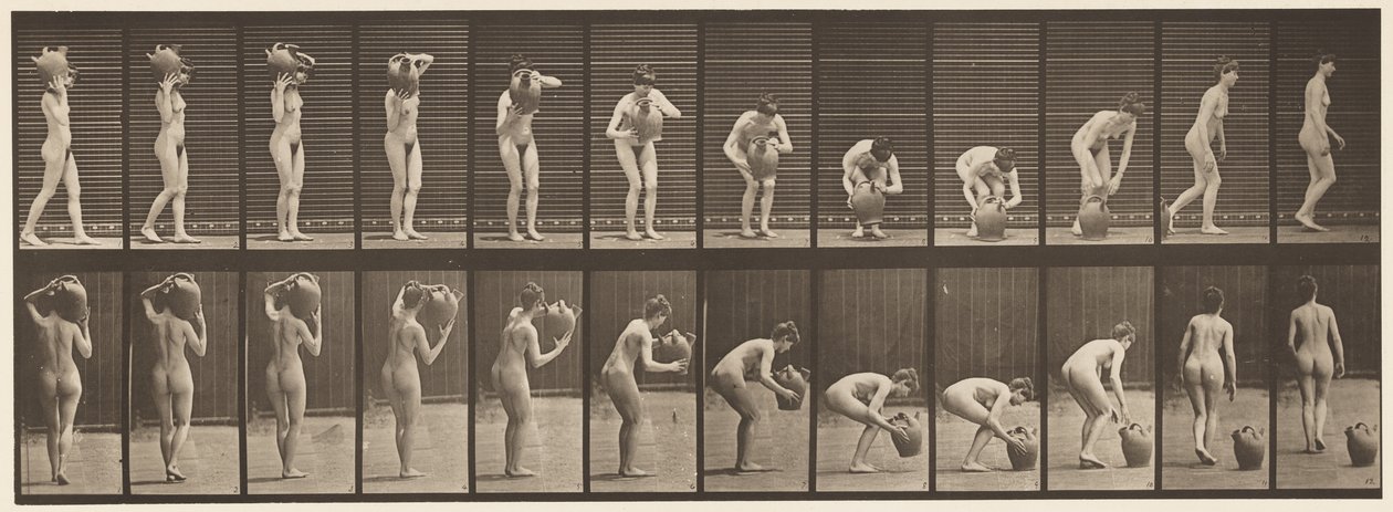 Tallerken 225. Fjerning av vannkrukken fra skulderen til bakken av Eadweard Muybridge