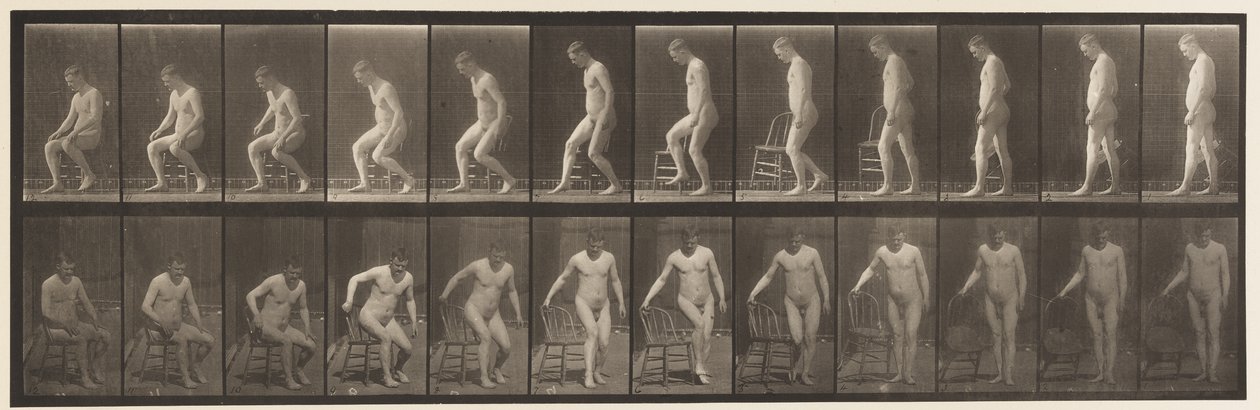 Plate 236. Plassering av diair og sitte ned, 1885 av Eadweard Muybridge