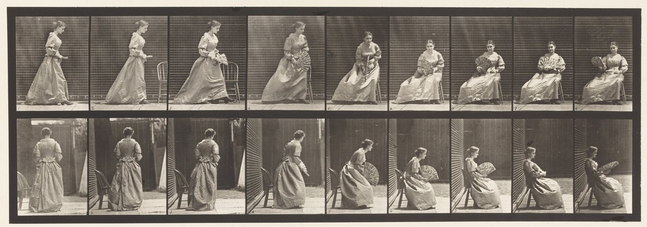 Plate 240. Sitter og flørter en vifte av Eadweard Muybridge