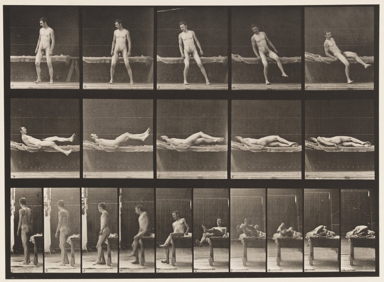 Plate 259. Ligger på en sofa og snur seg på siden, 1885 av Eadweard Muybridge
