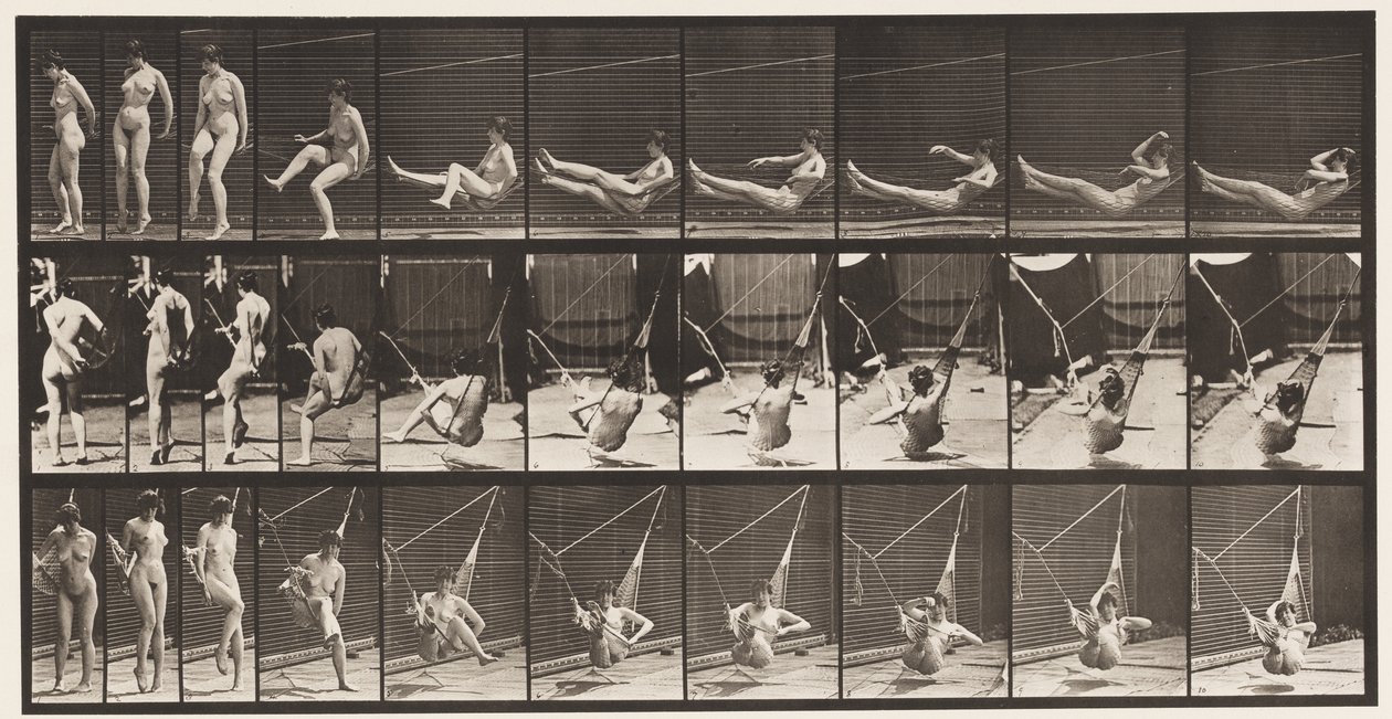 Plate 261. Komme inn i hengekøye, 1872-1885 av Eadweard Muybridge