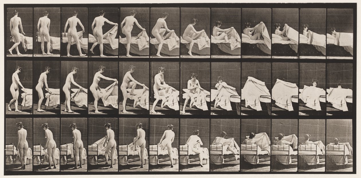 Tallerken 263. Komme i seng av Eadweard Muybridge