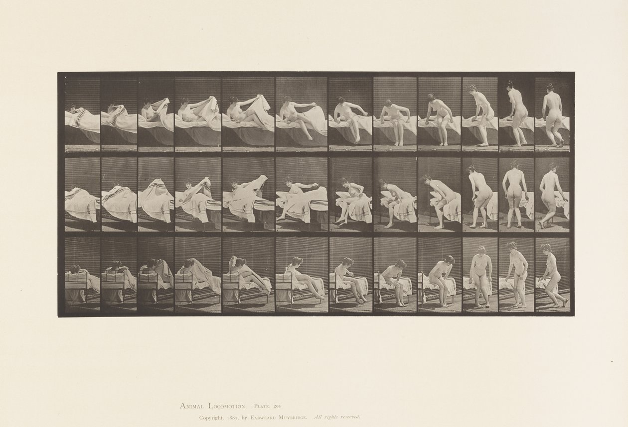 Tallerken 264. Å stå opp av sengen og forberede seg på å knele av Eadweard Muybridge