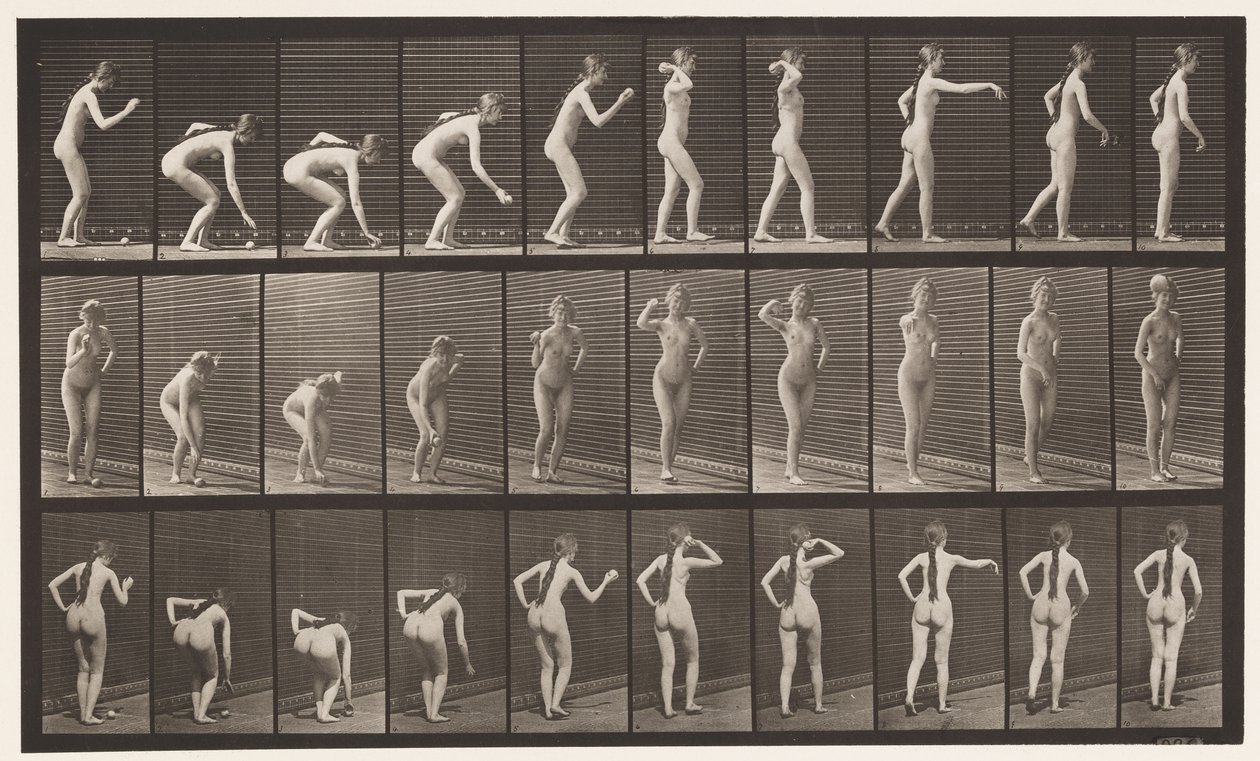 Tallerken 304. Å plukke opp en ball og kaste den av Eadweard Muybridge