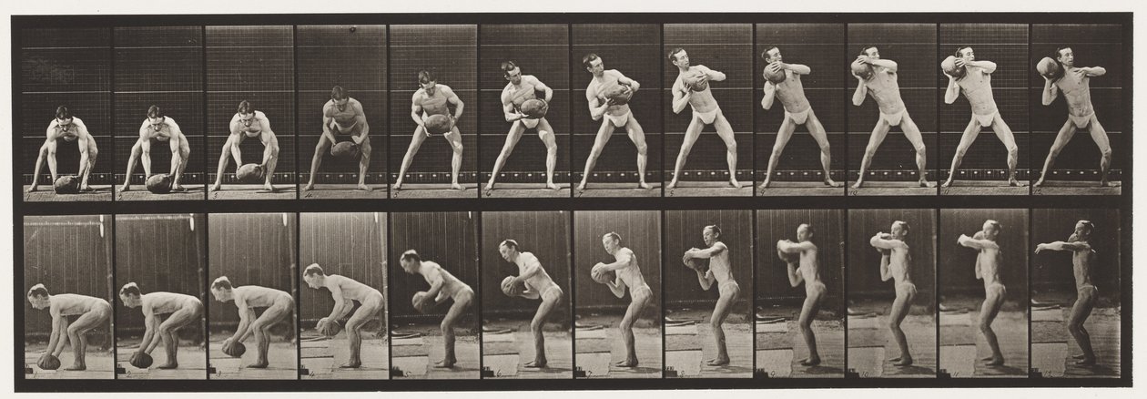 Plate 318. Lifting a 75-lb stein, 1872-1885 av Eadweard Muybridge