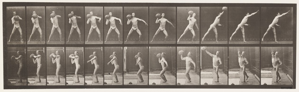 Plate 319. Heaving a 75 lb Rock av Eadweard Muybridge