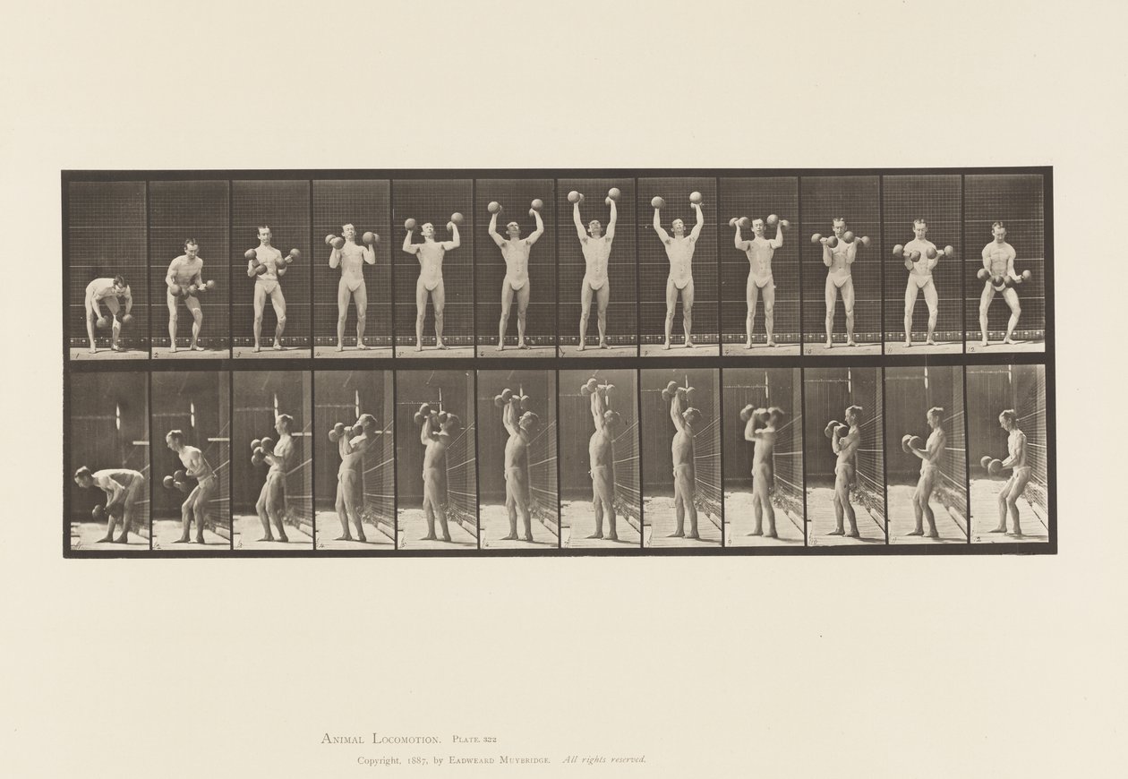 Tallerken 322. Mann som løfter manualer av Eadweard Muybridge