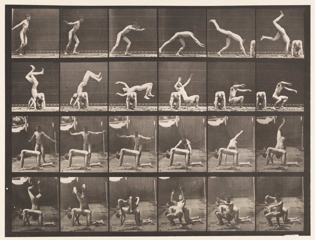 Plate 364. Håndfjær over mannens rygg av Eadweard Muybridge