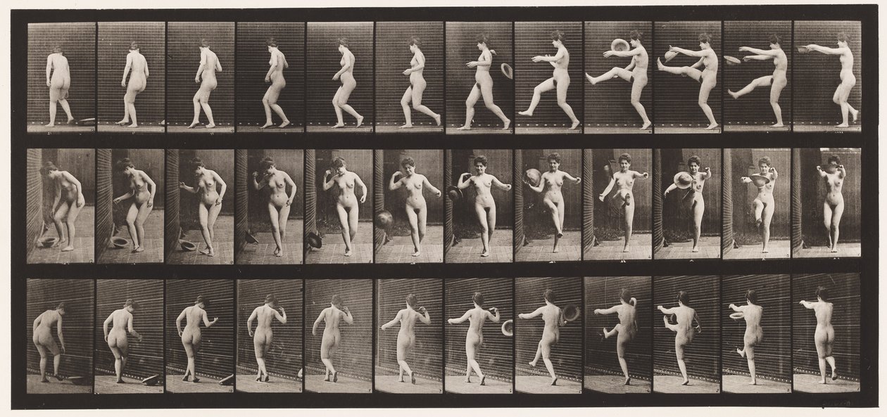 Plate 367. Kicking A Hat, 1872-1885 av Eadweard Muybridge