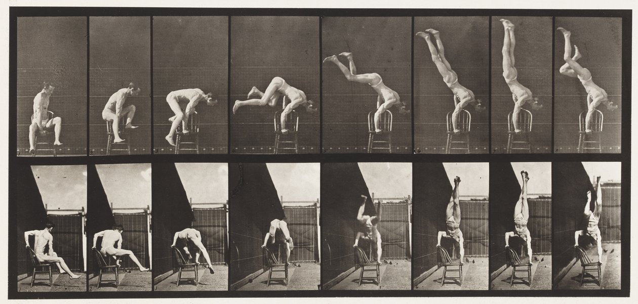 Plate 373. Akrobat, trykk opp fra stolen av Eadweard Muybridge