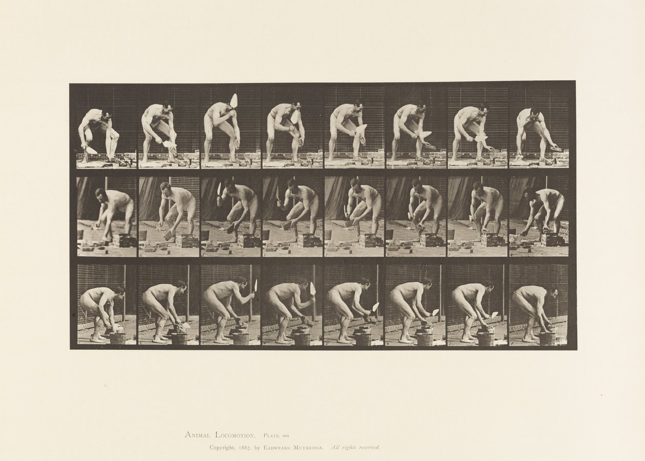 Plate 381. Murer, Legger en murstein av Eadweard Muybridge