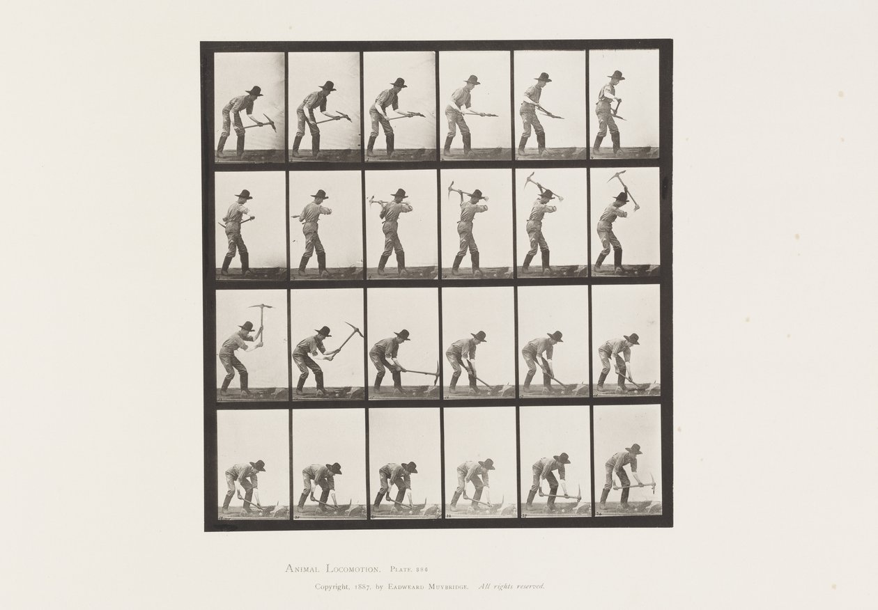 Plate 386. Gruvearbeider ved hjelp av en hakke av Eadweard Muybridge