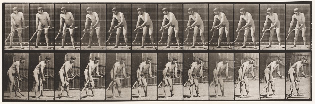 Tallerken 391. Bonde, Slår gress av Eadweard Muybridge