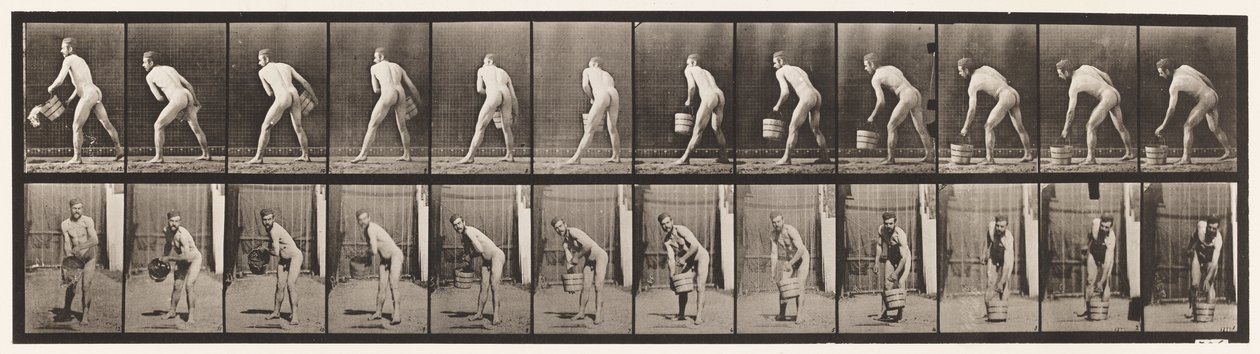 Plate 398. Løfter en bøtte med vann til tom, 1872-1885 av Eadweard Muybridge