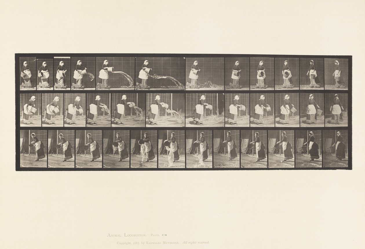 Plate 404.Tømmebøtte med vann, 1885 av Eadweard Muybridge
