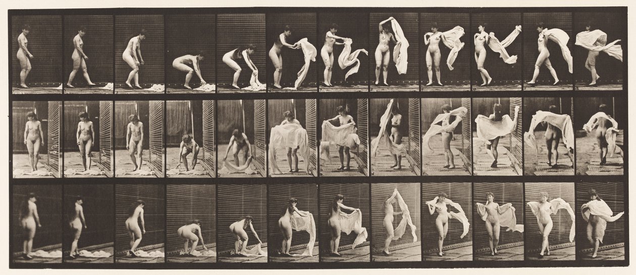 Tallerken 419. Toalett, Bøyd, Kaste Wrap Around Skuldre av Eadweard Muybridge
