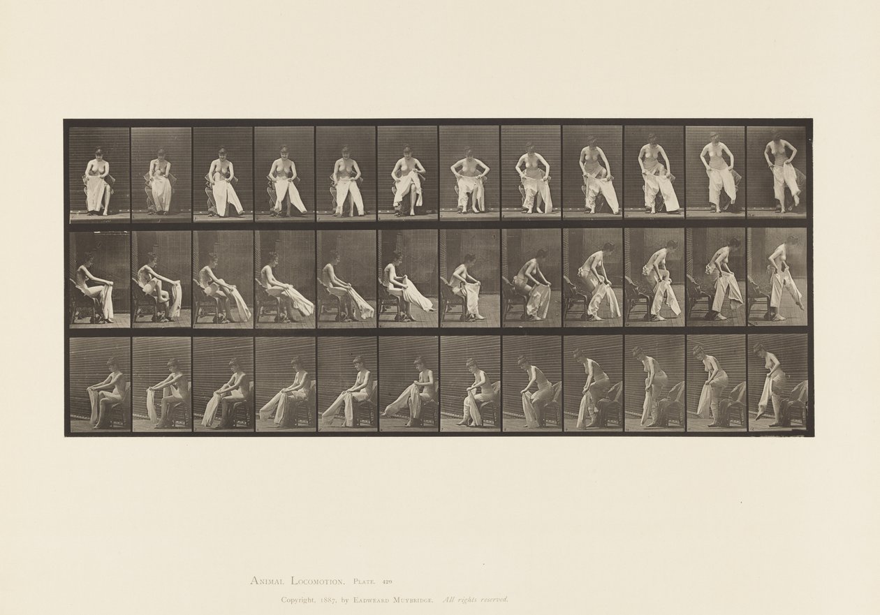 Tallerken 420.Toalett; Å reise seg fra stolen og ta på seg klær, 1885 av Eadweard Muybridge