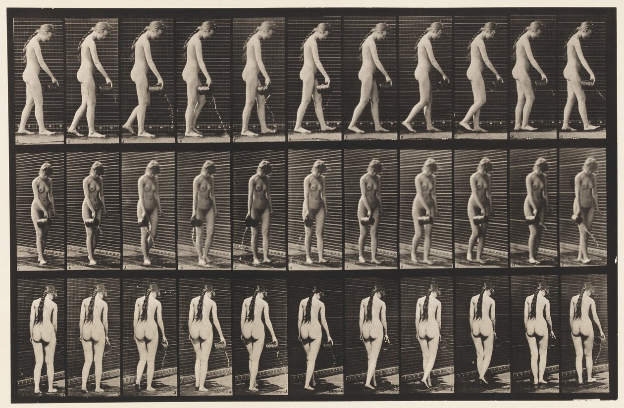 Tallerken 42. Gå, helle vann fra pitcher av Eadweard Muybridge