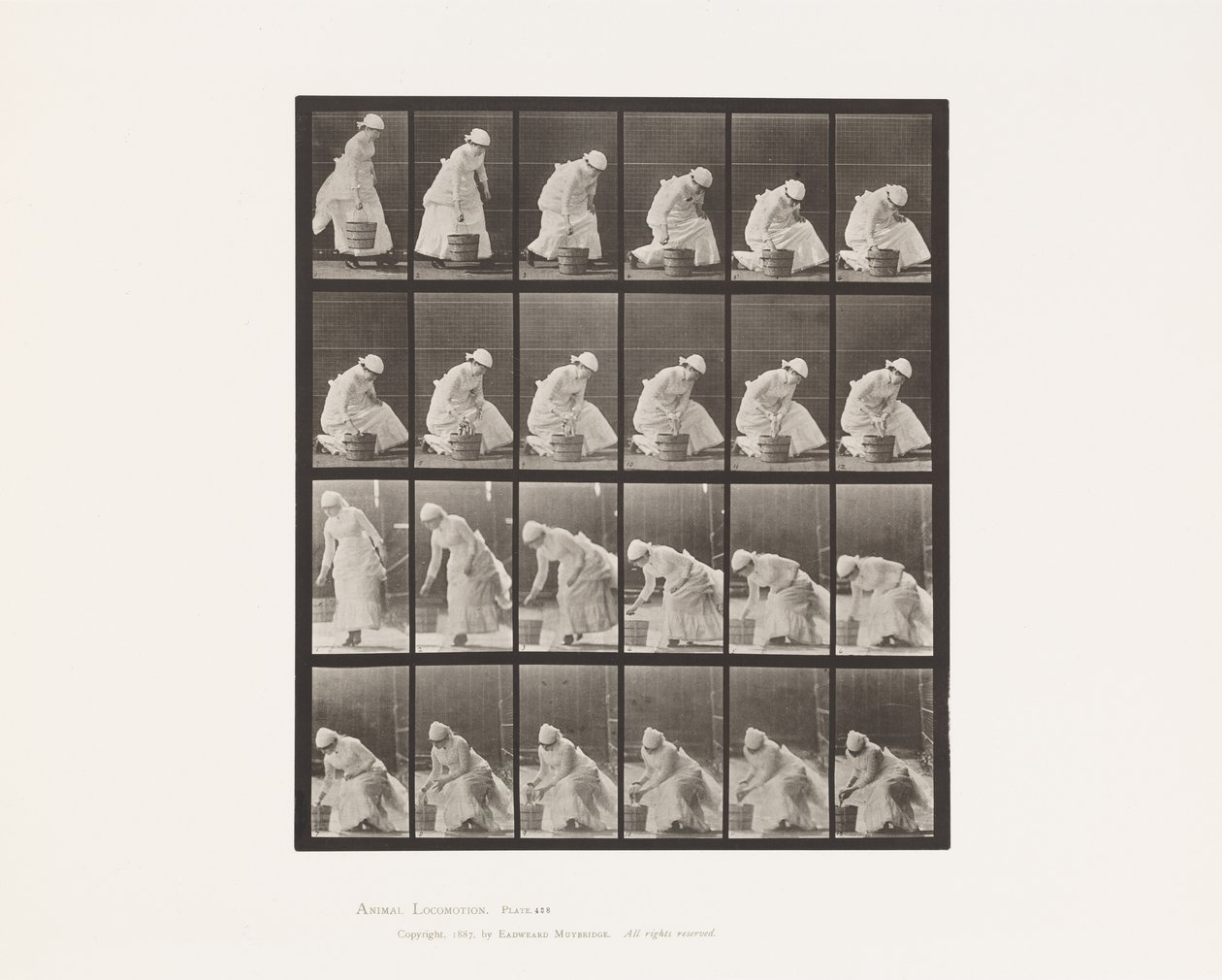 Plate 438. Sette ned bøtte og klargjøre for skrubbing, 1885 av Eadweard Muybridge