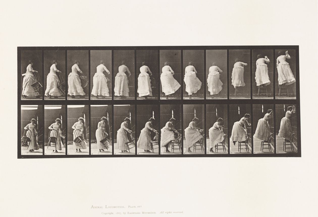 Plate 457. Tråkke på stolen og strekke seg opp av Eadweard Muybridge
