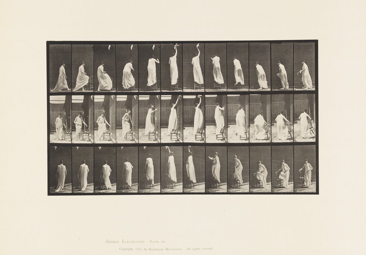 Plate 459. Å tråkke på stolen, nå opp og ned, 1885 av Eadweard Muybridge