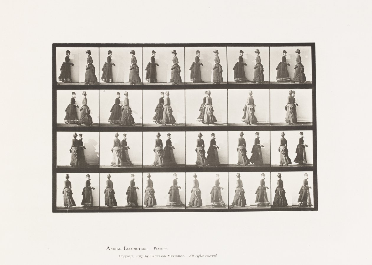 Plate 45. Walking Two Models Meeting, and Partly Turning av Eadweard Muybridge