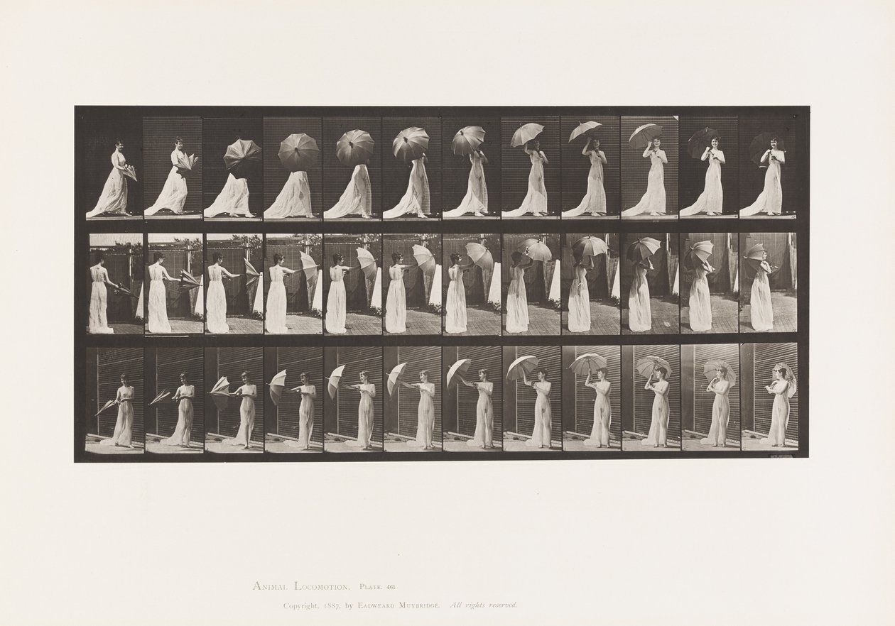 Tallerken 461. Åpne en parasoll og snu av Eadweard Muybridge