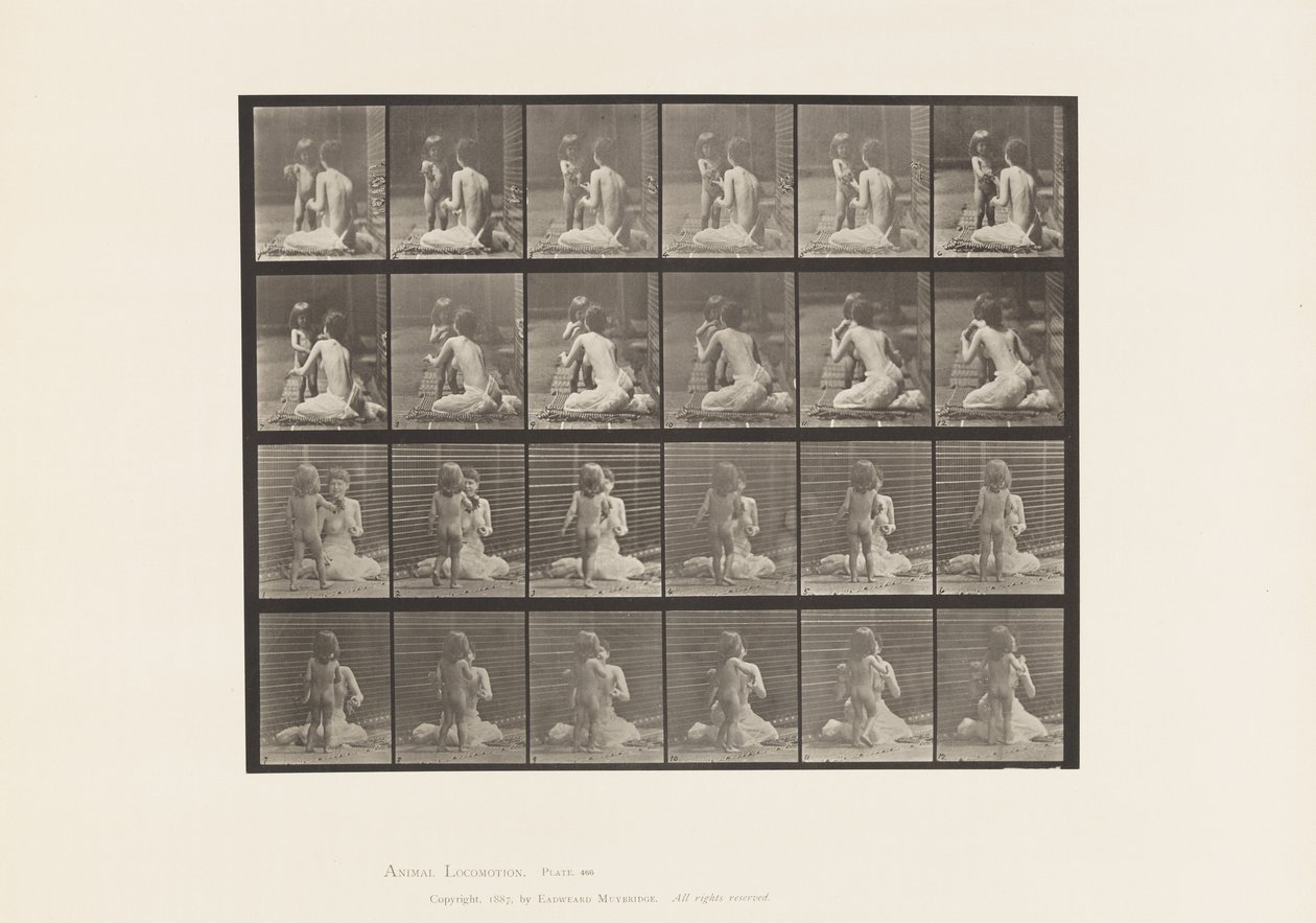 Plate 466. To modeller, Child 70N, bringer bukett til 12, 1885 av Eadweard Muybridge