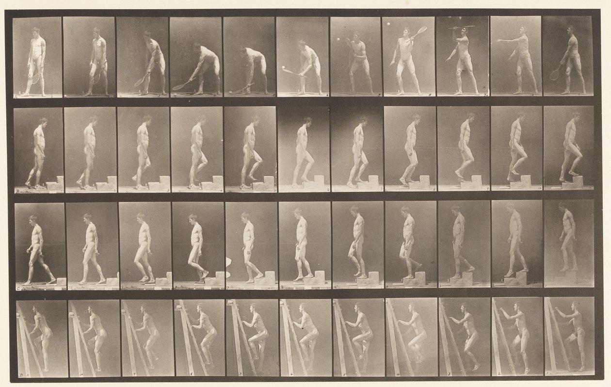 Plate 486. A, Plentennis; B, Bestigning et trinn;, 1872-1885 av Eadweard Muybridge