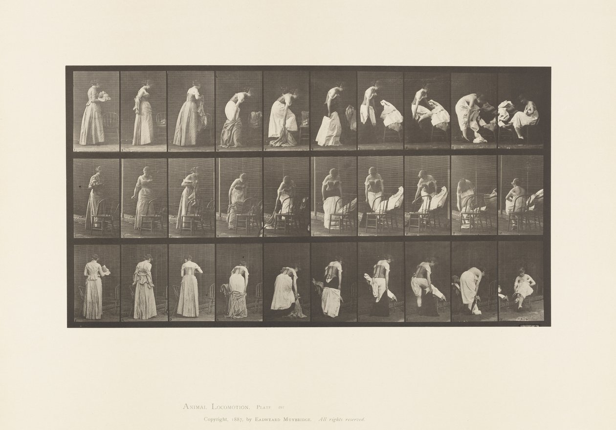 Plate 497. Diverse faser av toalettet, 1885 av Eadweard Muybridge